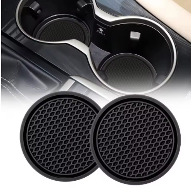 Black car cup holder, 2 pieces, non-slip insert, coasters, pads, interior accessories for most cars