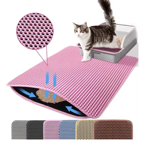 Cat Litter Mat Double Layer Pet Non Slip Big Pet Litter Box Filter MatWear Resistant Waterproof Anti-slip Cat Litter Mat