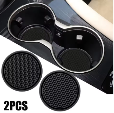 Black car cup holder, 2 pieces, non-slip insert, coasters, pads, interior accessories for most cars