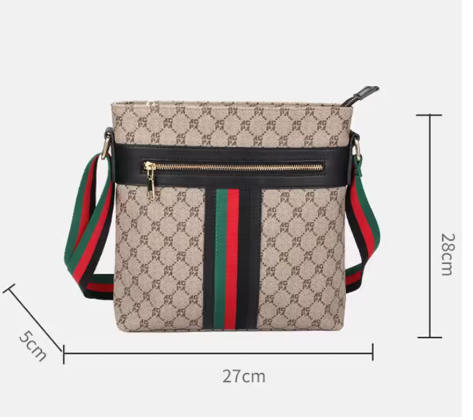 Fashionable Color Matching Casual Men's Bag Classic Trend Vertical Crossbody Bag Plaid Single Shoulder Bag Large Capacity Square
