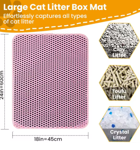 Cat Litter Mat Double Layer Pet Non Slip Big Pet Litter Box Filter MatWear Resistant Waterproof Anti-slip Cat Litter Mat